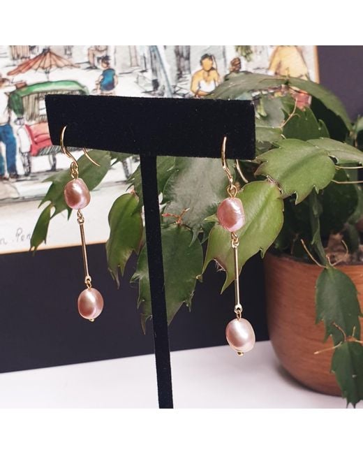 Way to Chic Metallic Rose Pearl Earrings Elegant Rose