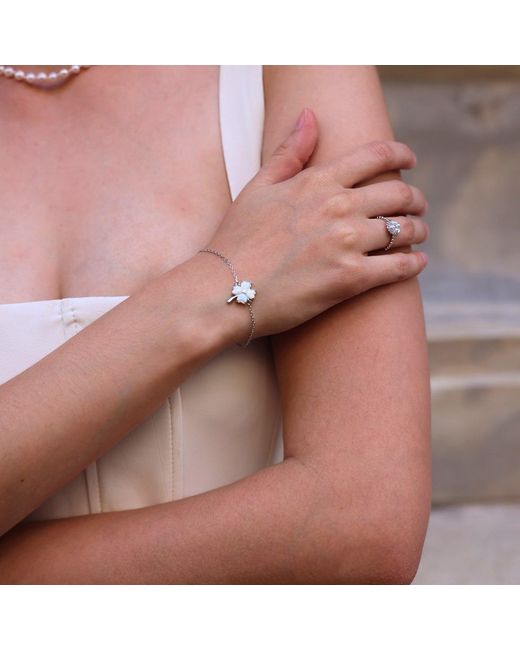 Spero London White Scallop Shell Pearl Sterling Ring