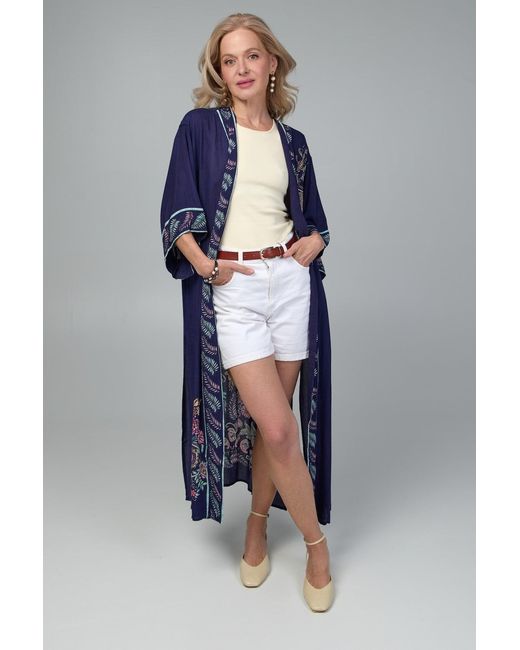 Saachi Blue Flowy Paisley Kimono Long