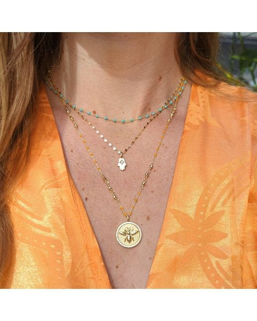 KAMARIA Metallic Queen Bee Medallion Necklace