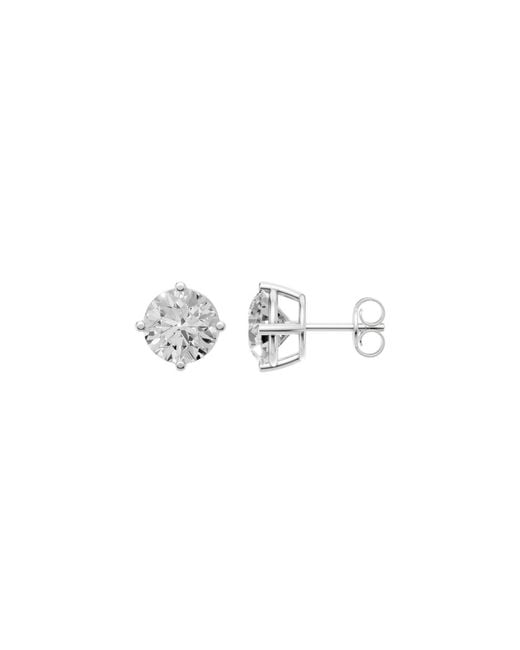 Aya Fine Jewelry Metallic 3.02 Ct Round Brilliant Lab Diamond Stud Earrings