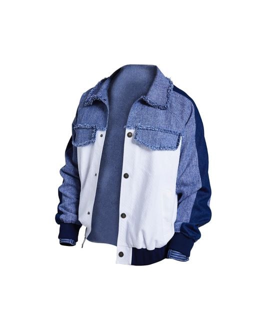 Story Wear Blue Denim Patchwork Jacket for men