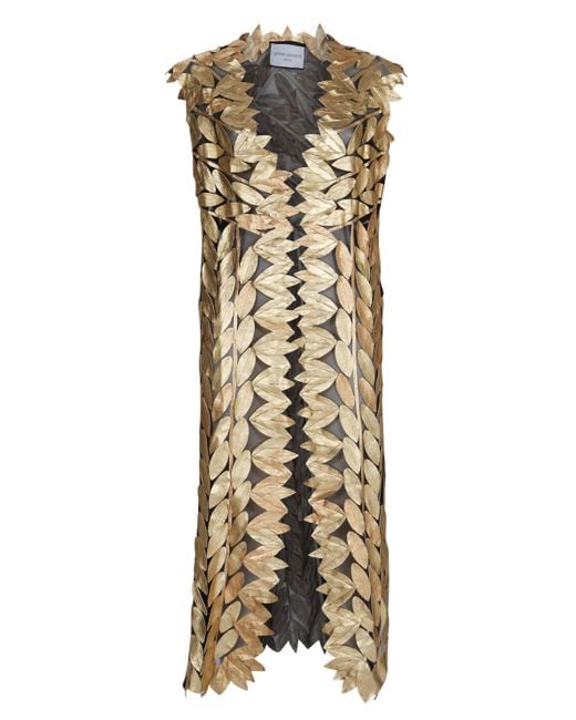 James Lakeland Metallic Long Leaf Leather Gilet
