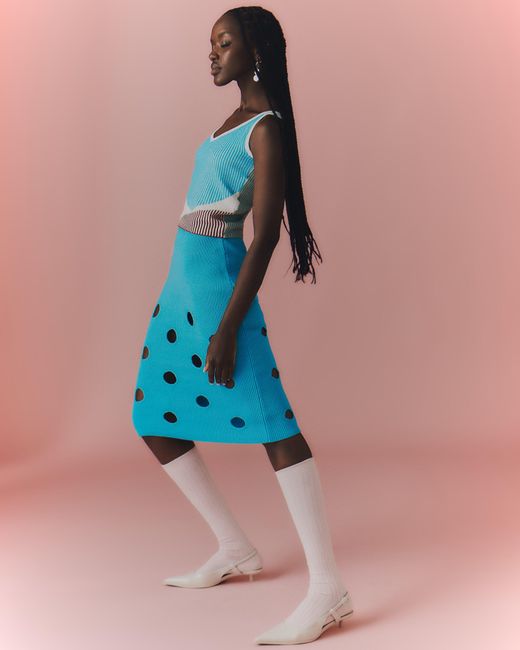Fully Fashioning Blue Bria Skirt