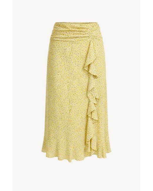 Exquise Yellow Filicia Elastic Waist Side Ruffle Midi Skirt