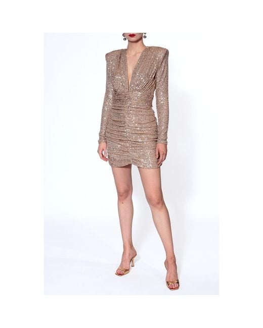 AGGI by HALEWSKI Brown Jessica Sparkle Mini Sequin Dress