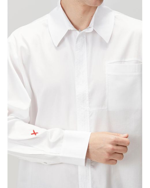 Pcfg White Pure Cotton Woven Shirt With Zip for men