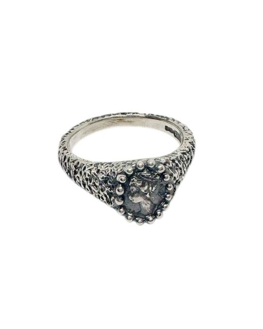 Tg-Jewellery by Tamara Gervasio Multicolor Ancient Cameo Muse Textured Ring – Hand-Carved Sterling