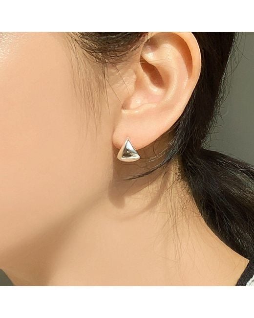Cote Cache Metallic Triangle Dome Huggie Hoop Earrings
