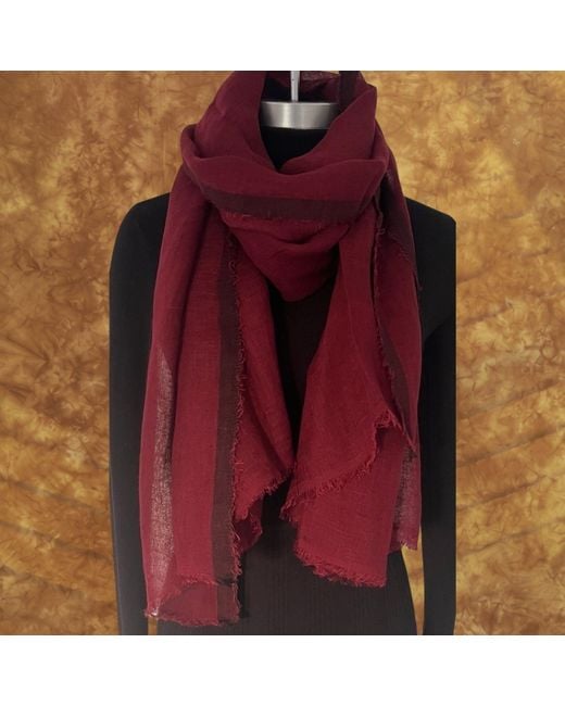 Heritagemoda Purple Premium Burgundy Extra Large Linen Scarf