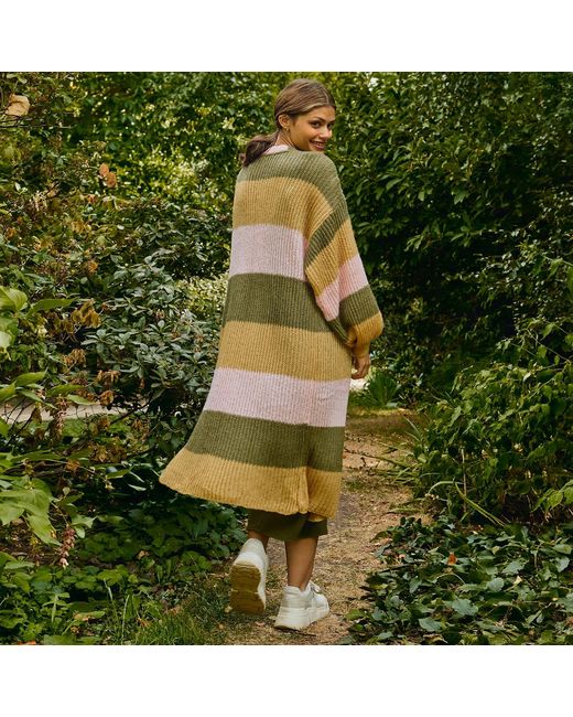 Cara & The Sky Natural Ricci Stripe Lofty Maxi Cardigan Camel