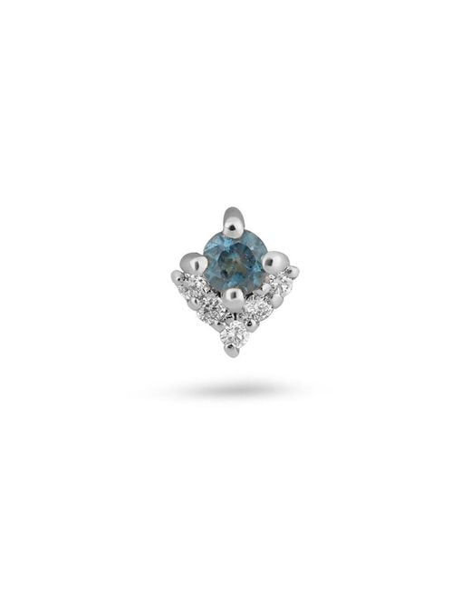 Zohreh Blue London Topaz & Diamond Arrow Flat Back 14K