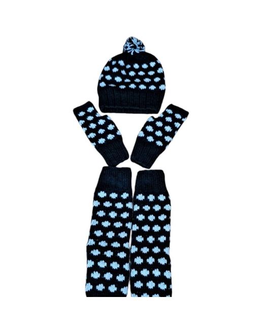 Springmoonatelier Blue Handmade Wool Hat, Gloves, And Socks Set