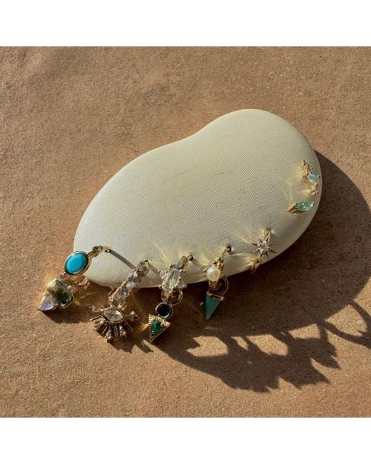 Zohreh Metallic Pearl Beaded Huggie Hoop Earring 9K