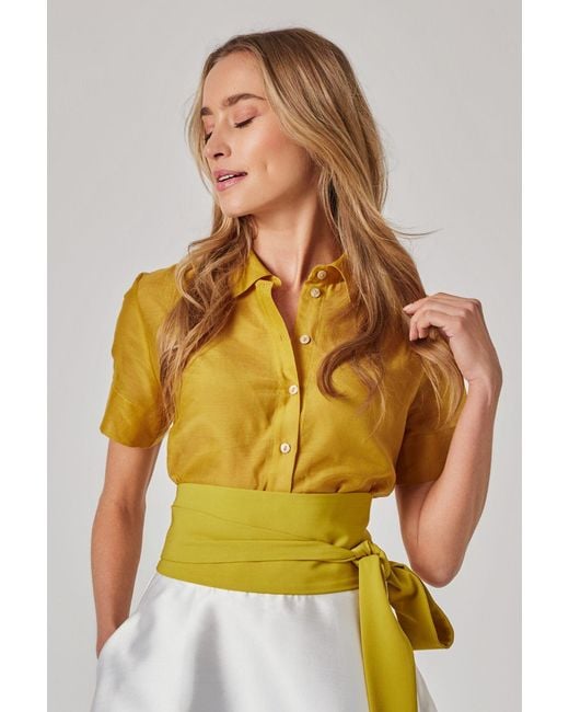 Marianna Déri Yellow Mustard Silk Blend Blouse