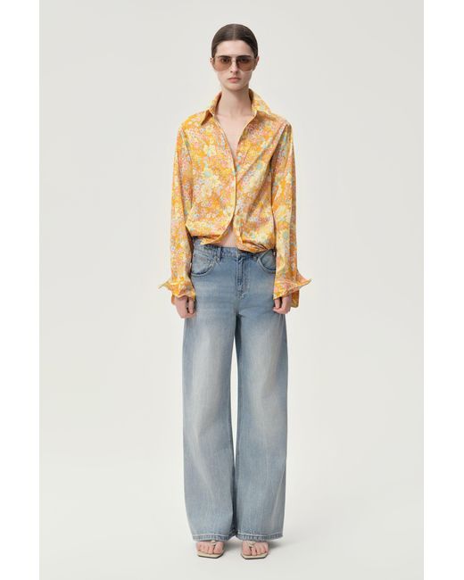 FRONT ROW SHOP Brown Daisy Shapeable Shirt