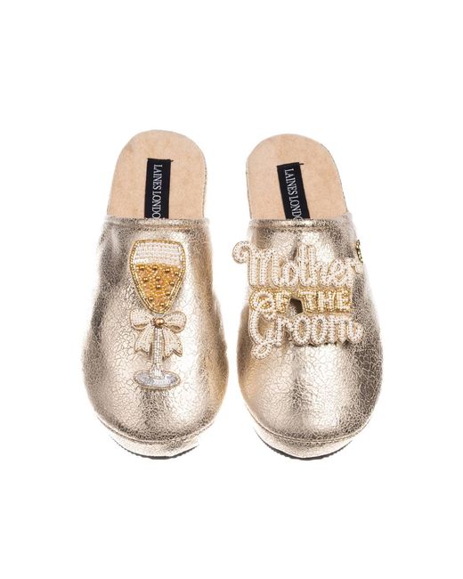 Laines London Natural Softie Slippers With Mother Of The Groom Brooches