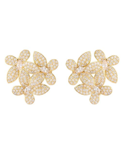 Latelita London Metallic Flowers Large Stud Earrings Gold