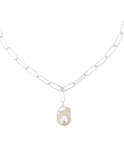 Kiri & Belle Metallic Nova Paperclip Chain Large Pearl Necklace