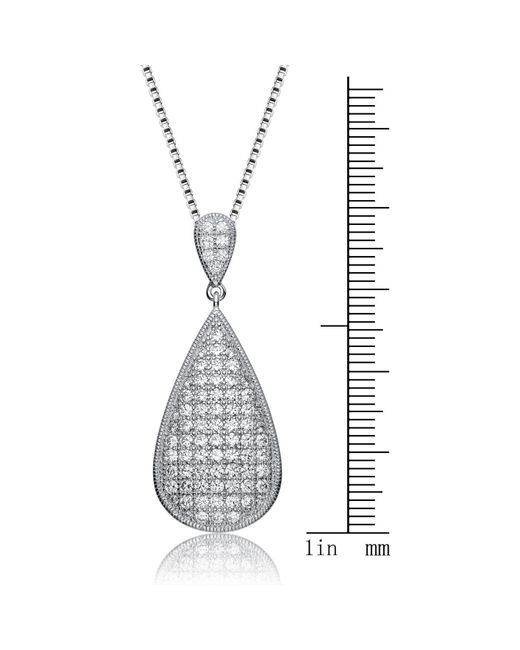 Genevive Jewelry Metallic Sterling Silver White Cubic Zirconia Teardrop Design Pendant