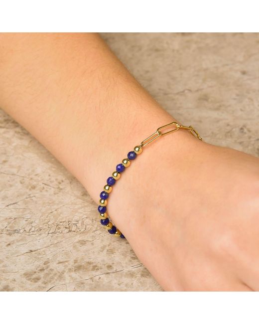 Nellou Jewellery Metallic Lapis Gem Shine Bracelet Plated Sterling