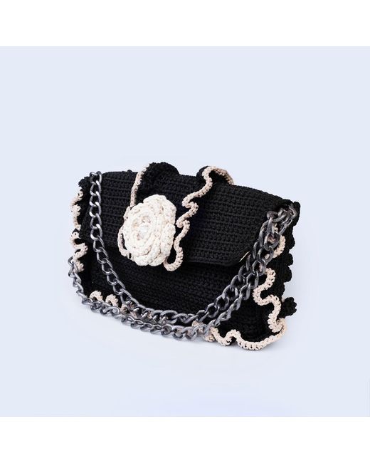 Sibylla Delphica Black Handwoven Raffled Handbag Ophelia