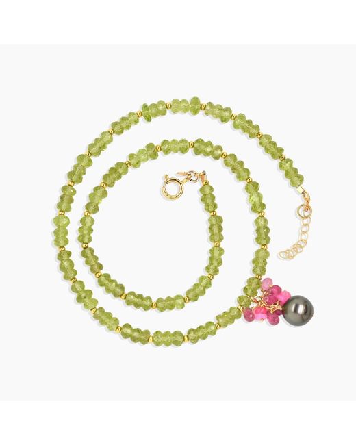 Lori Kaplan Design Metallic Peridot Necklace With Tahitian Pearl Gemstone Charm