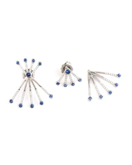 Artisan Blue Sapphire Diamond Ear Jacket Earrings In Gold