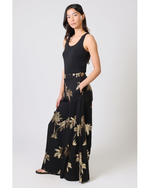 Traffic People Black Palms Of Sequin Rene Wide Leg Trousers
