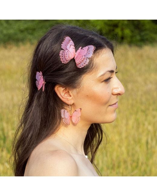 Oana Savu Green Mint Silk Butterfly Earwires Dangle Earrings