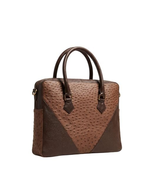 Sibylla Delphica Brown Ostrich Leather Laptop Tote