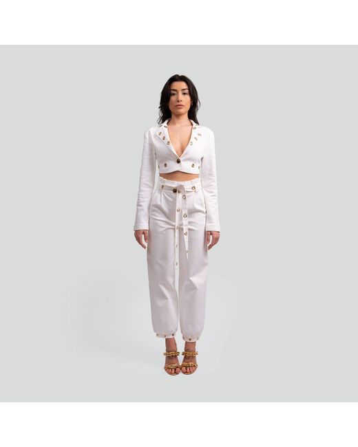 Maui X Lolita White Elvadira Fitted Cropped Denim Set