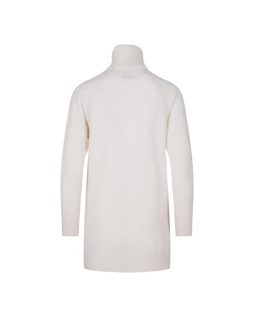tirillm White Abby A Line Long Turtle Neck Pullover, Off