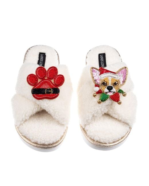 Laines London Neutrals Laines Boucle Slippers With Christmas
