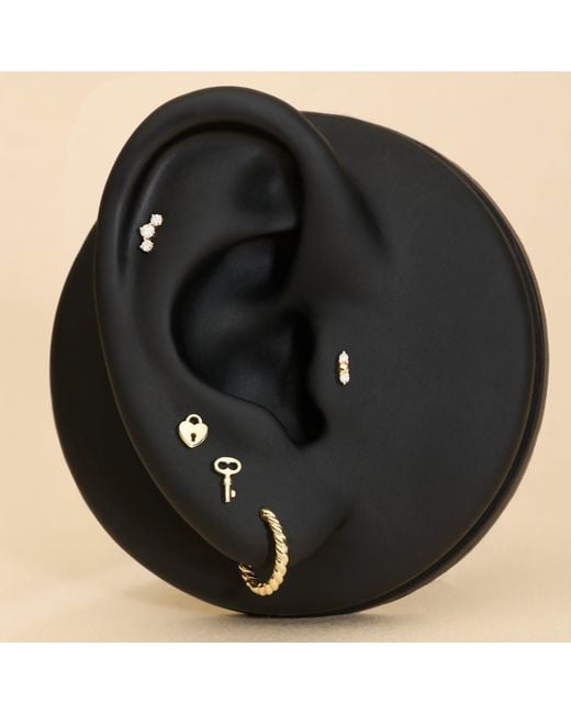 Vanhi Metallic 14K Solid Lock Flat Back Stud