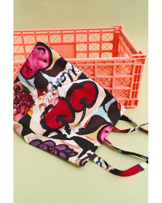 Lost Pattern Red Lost Cherries Cotton Tote Bag