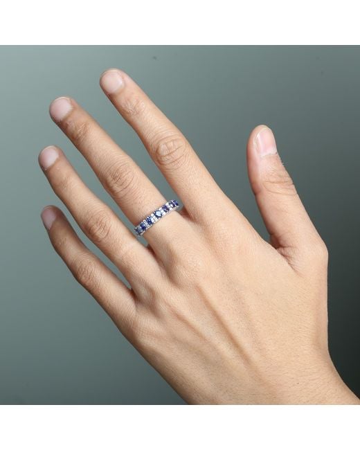 Artisan Blue 18K Oval Sapphire & Diamond Half Eternity Ring