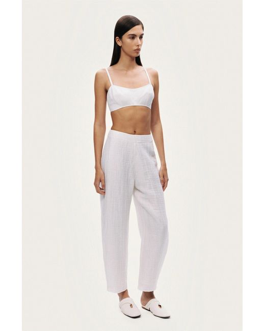 Nocturne White Relaxed Linen Pants