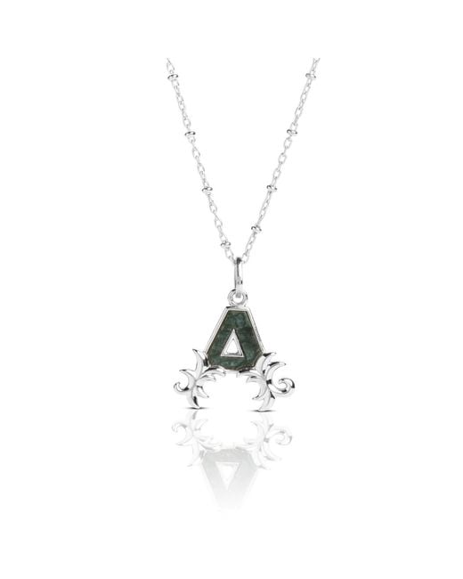 Kasun Metallic Solid A Initial Necklace With Marble
