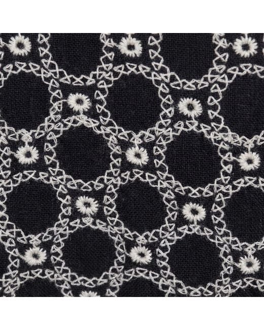 Modenaire Gray Polka Dot Embroidered Lace Dress With V-Neck & Tie Waist