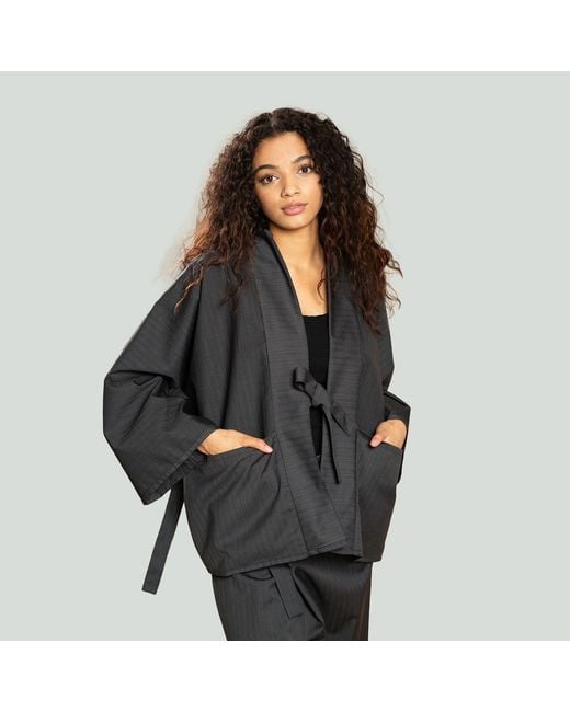 MOE Black Graphite Stripe Wool Jacket Reversible