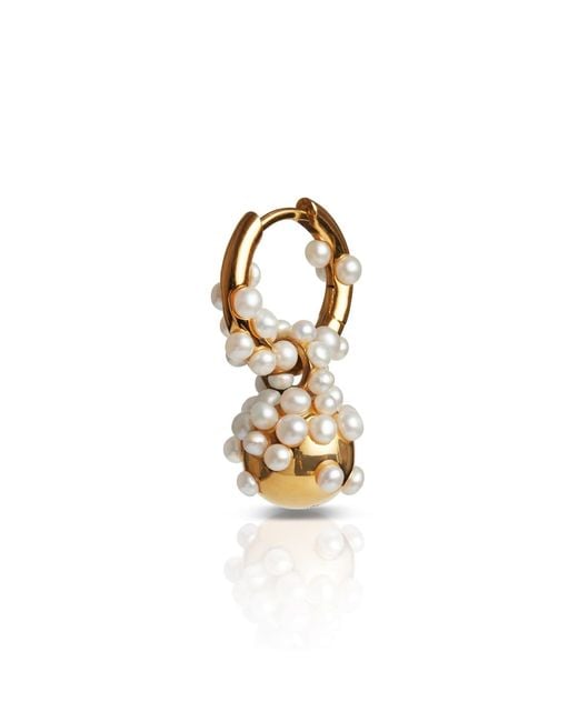 Kasun Metallic Pearl Droplet Hoop Earrings Vermeil