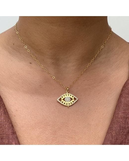 Lexi Jewelry Metallic Golden Radiant Evil Eye Necklace