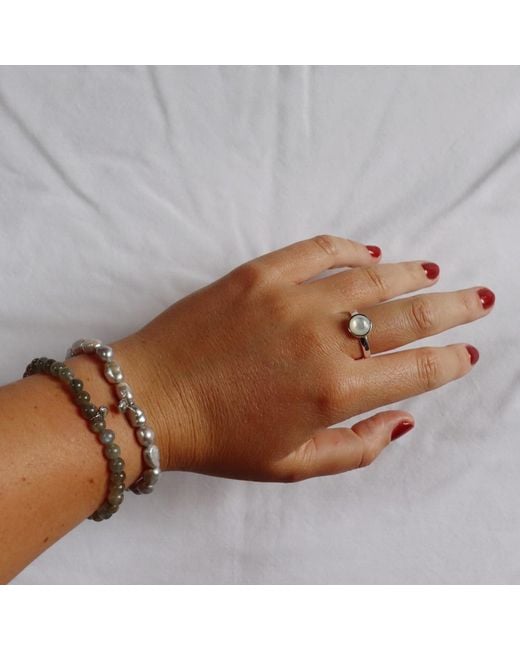 FV Jewellery Metallic La Stèle Mother Of Pearl Circle Ring