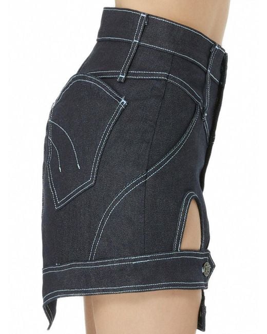 Gao Republic Black Mini Skirt Cut-Out Denim