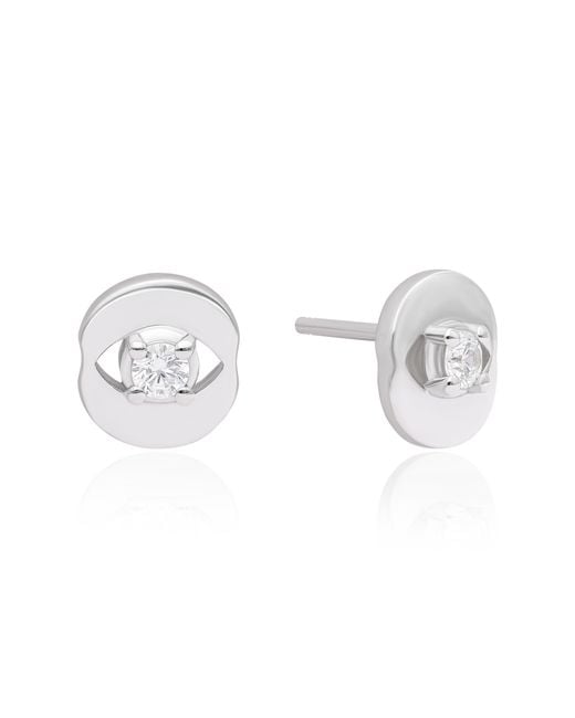 The Jewelz White Evil Eye Solitaire Cz Stud Earrings for men