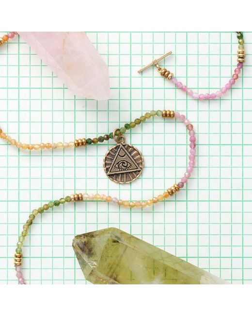Cartography Metallic Eye Of Providence Evil Eye On, And Tourmaline Necklace