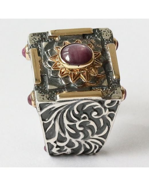 The Jewellery Store London Metallic Mystic Passion Ring. With Ruby