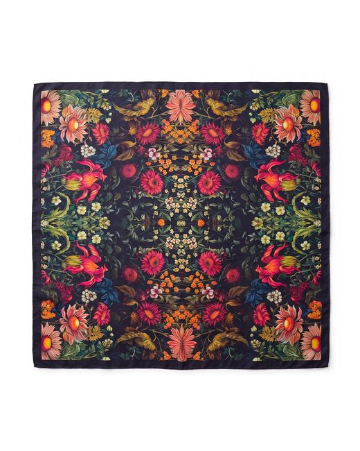 Janara Jones Red Floral Garden Satin Twill Scarf
