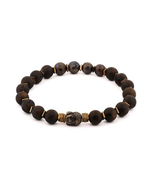 Ebru Jewelry Brown Nepal Spiritual Beaded Buddha Bracelet for men